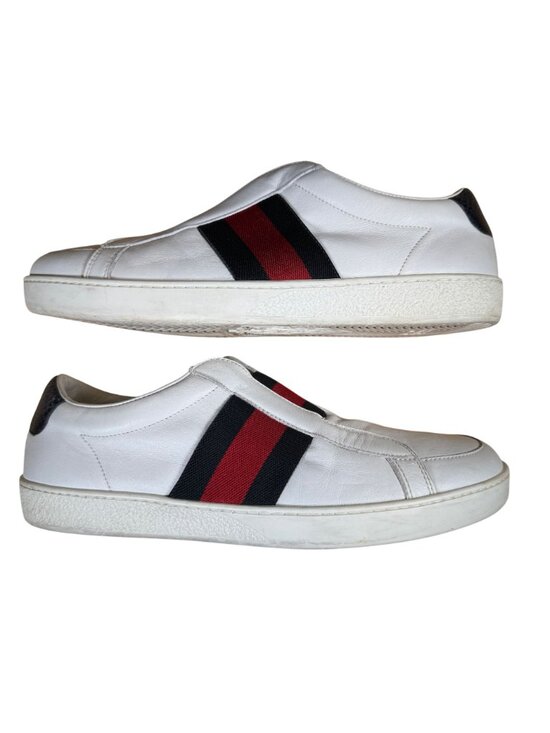 Gucci Sylvie Web Ace White Leather Men\'s Slip on Sneaker Size UK 8 US 8.5 main image 4